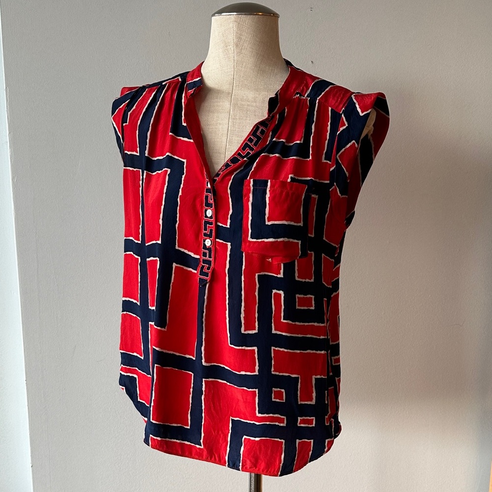 Alice & Trixie Red and Black Abstract Blouse